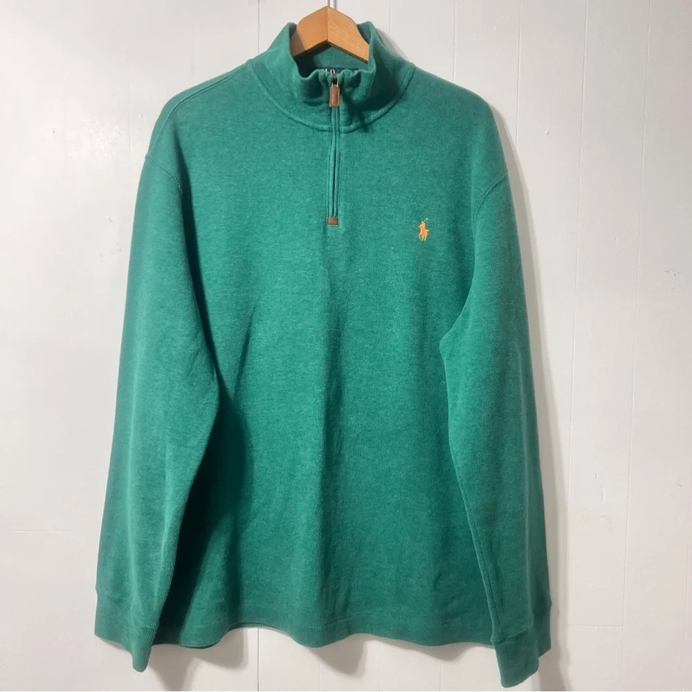 Polo Ralph Lauren French Ribbed Half Zip Sweater Preppy Casual Classic Size XL